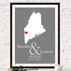 Custom Wedding Map Art: Personalized State Canvas Print