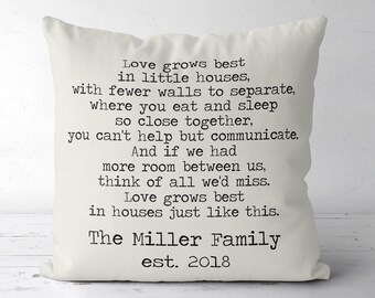 Personalized Family Name Pillow, Established Date, Housewarming Gift