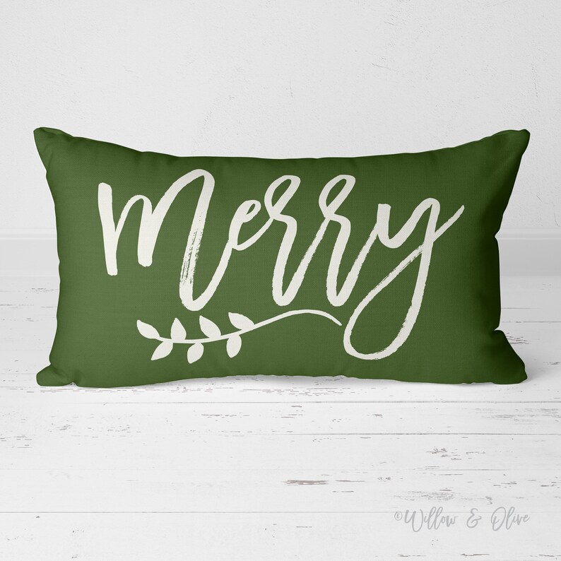 Merry Pillow Merry Christmas Christmas Pillow Holiday Etsy