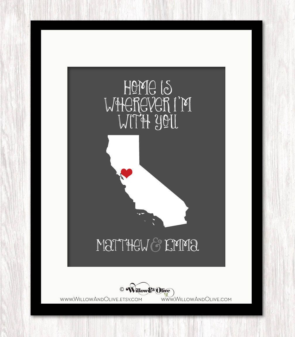 Custom Map Print Home is Wherever I'm With You | Etsy