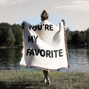 You're My Favorite Funny COTTON ANNIVERSARY Gift for Girlfriend Boyfriend Wife Husband Woven Cotton Throw Blanket Second Anniversary Gift image 8