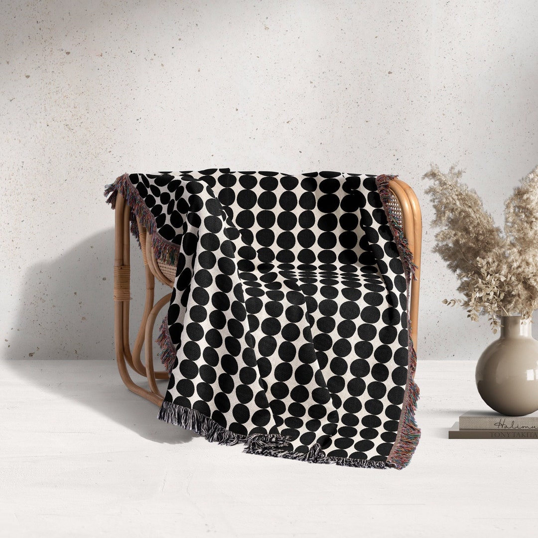 Black and White Blanket Minimalist Home Decor Cotton Blanket