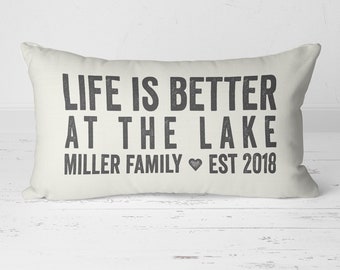 Life Is Better At The Lake Pillow, Lake House Decor, Lake Life, At The Lake Pillow, Personalized Name Pillow, Establish Pillow 20-015
