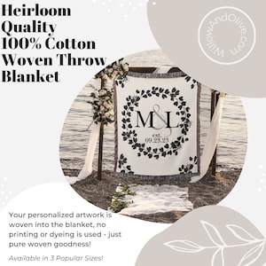 Cotton Anniversary Gift Personalized Throw Blanket Second Anniversary Gift for Wife Gift for Couples Initials Established Date Wedding Gift