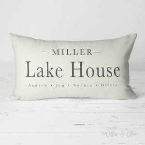 Lake House Decor, Name Pillow, Personalize Pillow, Lake House Gift, Cabin Pillow, Lake House Pillow, Rustic Pillow, Lake Decor 20-006A