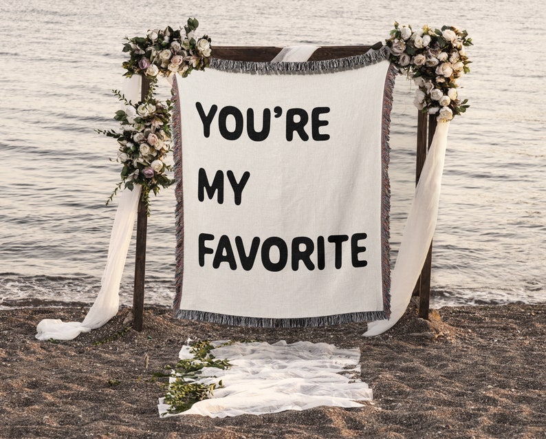 You're My Favorite Funny COTTON ANNIVERSARY Gift for Girlfriend Boyfriend Wife Husband Woven Cotton Throw Blanket Second Anniversary Gift image 7