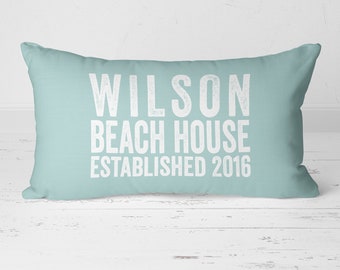 Custom Personalized Family Name Pillow, Established Date Pillow, Beach House Pillow, Beach House Decor, Pillow, Personalized Pillow, 20-013