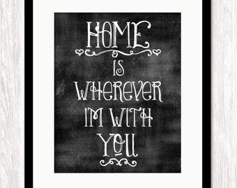 HOME IS WHEREVER I'm With You Art Print Poster, Housewarming Gift, Home Is Wherever Print, Realtor Closing Gift, New Home Gift for Couple