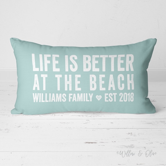 Beach Cottage Pillow: Personalized Family Name Pillow
