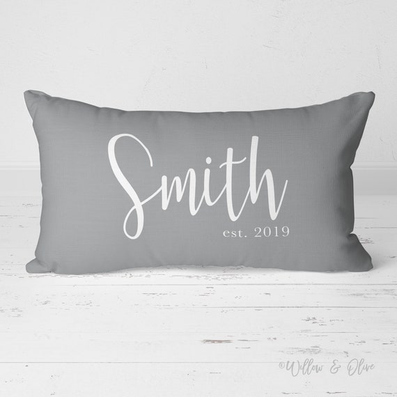 Personalized Family Name Pillow, Custom Wedding Date Lumbar Pillow