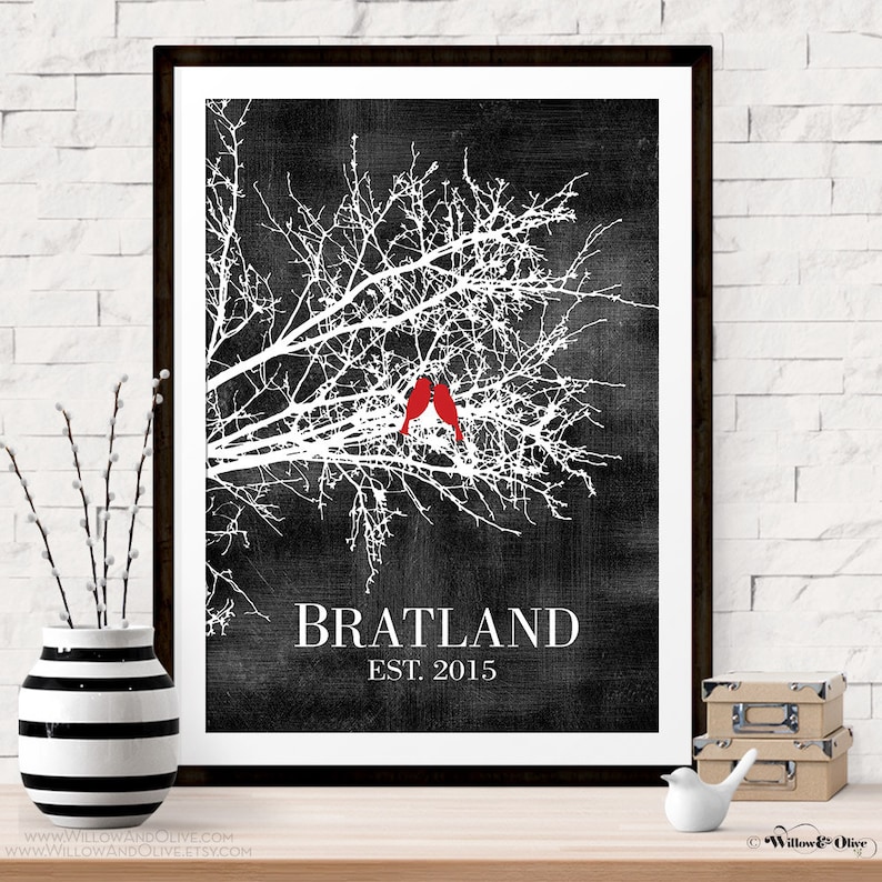 Personalized Alternative Guest Book Tree Branch with Love Birds Wedding Guest Book Print Custom Family Tree Print Gift for Bride Groom