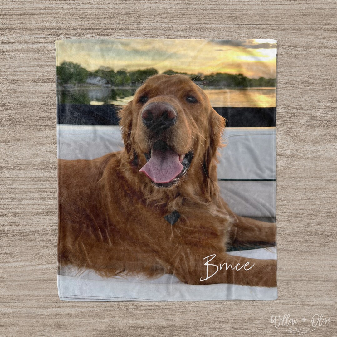 Custom Pet Portrait Blanket, Personalized Dog Photo Blanket, Dog