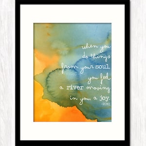 Inspirational Quote, Rumi Quote, Typographic Poster, Art Print, Do Things from the Soul Joy Quote,  Watercolor Giclee Art Print