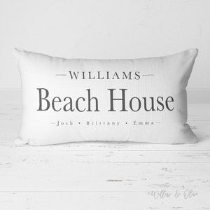 Beach House Pillow Custom Personalized Pillow Name Pillow Etsy