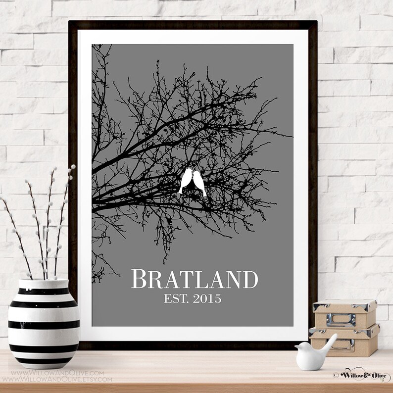 Personalized Alternative Guest Book Tree Branch with Love Birds Wedding Guest Book Print Custom Family Tree Print Gift for Bride Groom