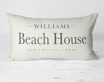 Name Pillow, Personalize Pillow, Beach Pillow, Family Name Gift, Monogram Pillow, Beach House Decor, Beach House Pillow, Housewarming 20-006