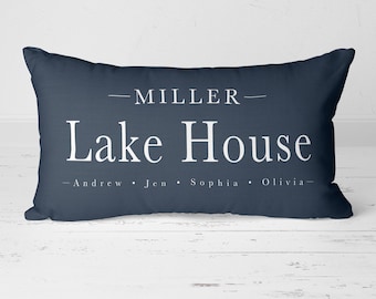 Personalized Lake House Pillow: Custom Cabin Decor