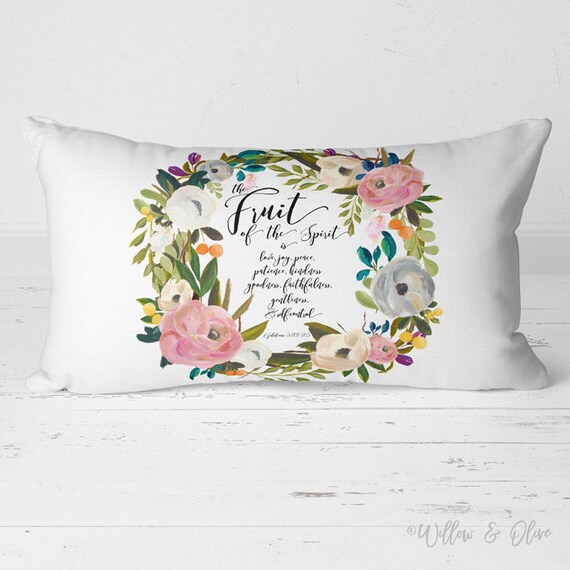 Fruit Of The Spirit Pillow Fruits Of The Spirit Lumbar Etsy