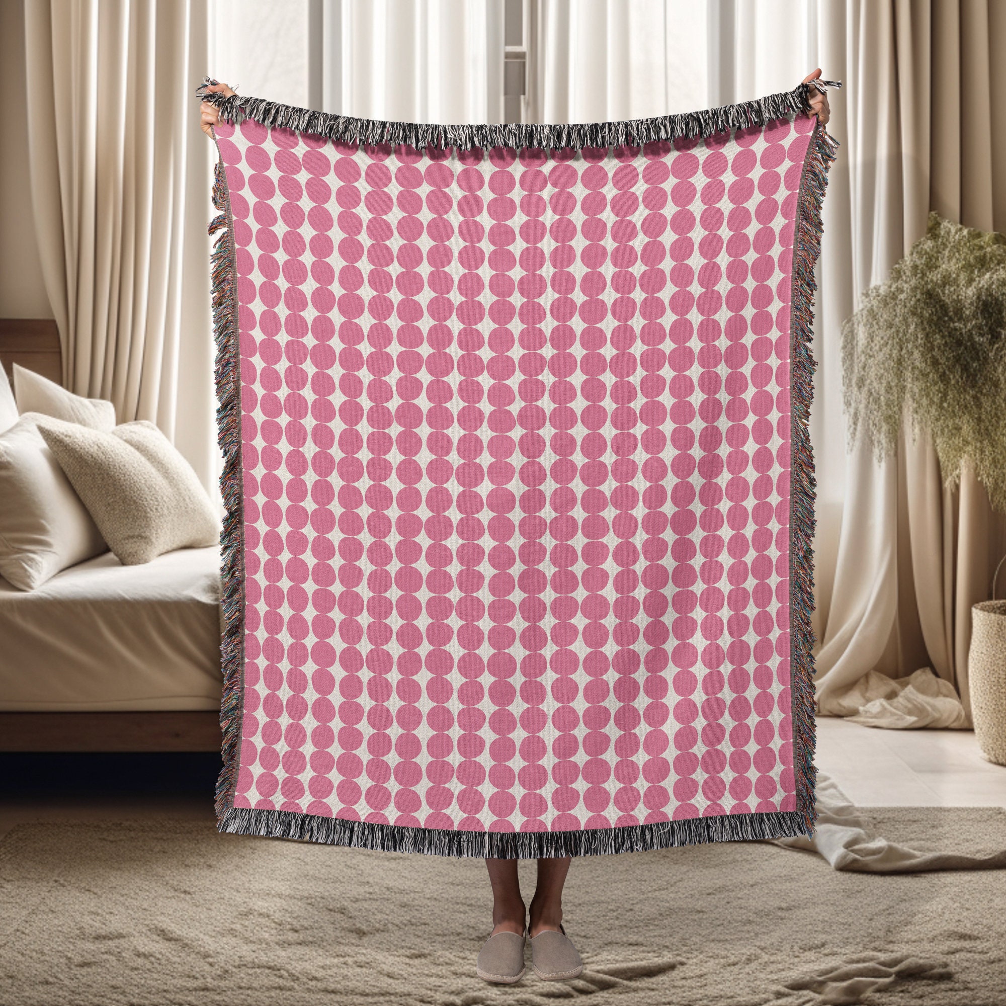 Pink Woven Blanket Etsy