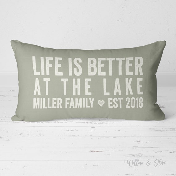 Rustic Pillow Rustic Cabin Decor Life Is Better At The Lake Etsy