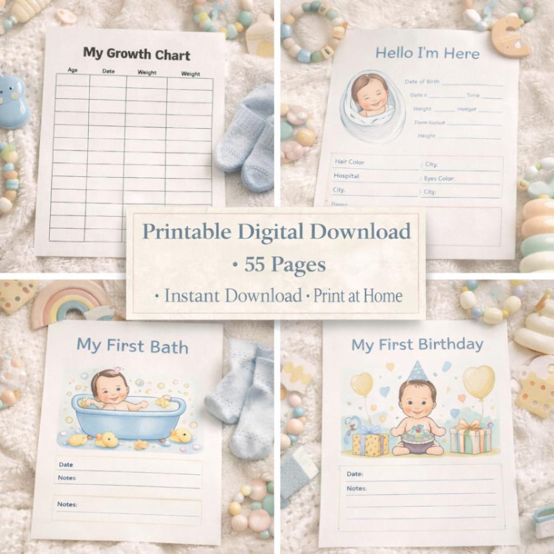 Baby Memory Book Printable | First Year Keepsake Journal | Milestone ...