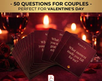 Preguntas divertidas, coquetas y picantes para parejas: tarjetas de conversación para una cita romántica. Regalo de San Valentín.