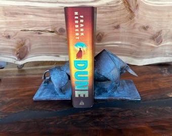 Dune Inspired Bull Bookends –Patina Bronze/Copper Hand Painted Modern – 3D Printed Sculptural Home Decor bookish gift dune Atreides bull
