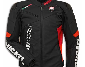 Giacca in pelle bovina originale Ducati Corse c6, giacca da motociclista da corsa - omologata CE