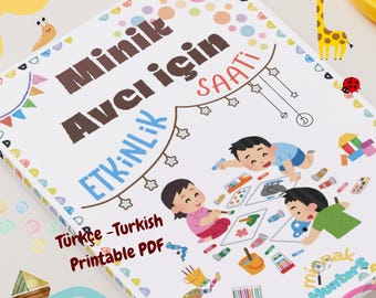 Aktivitätenbuch für Kleinkinder, Türkisch , zum Ausdrucken für Vorschulaktivitäten: Färbung, Zusammenstellung, Schneiden, Ressourcen für Hausschule