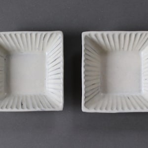 Set of 2 – Mashiko-yaki Square Plates by Naoki Yoshizawa | Discontinued Japanese Ceramic | White Glazed Artisan Dish | Wabi-Sabi Tableware