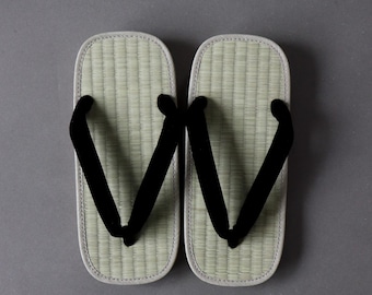 Handgefertigte Igusa Tatami Sandalen, japanische Setta Naturgras-Flip-Flops, Zen Hausschuhe für drinnen und draußen, Wabi-Sabi-Schuhe