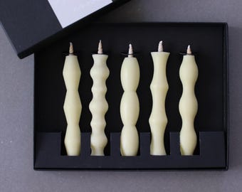 Japanese Warosoku Candles Set of 5 | Handmade Botanical Shape Candles | Natural Plant Wax | Modern Japanese Gift | Made in Noto Japan