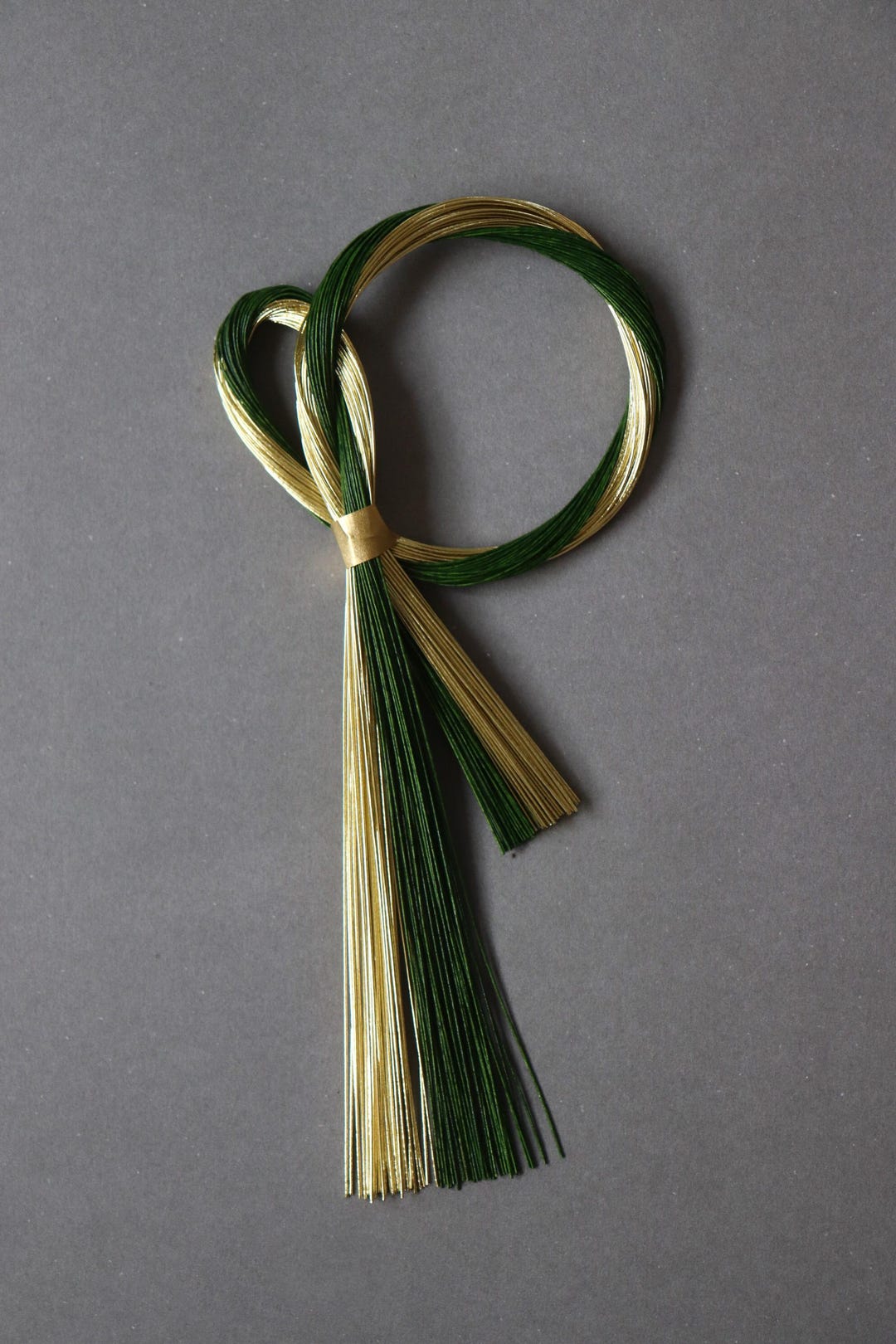 Japanese Mizuhiki Decoration – Dark Green & Gold Knot Ornament ...