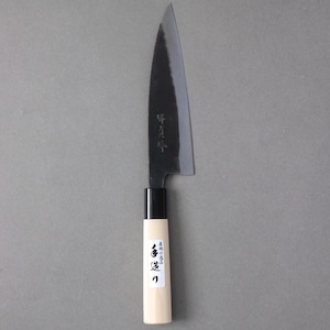 Japansk kökskniv 165 mm Kurouchi-finish, enkelfasad kniv, traditionellt järnblad, handgjord japansk kockkniv, tillverkad i Japan