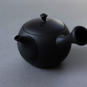 Tokoname Yaki japansk tekanna | Handgjord svart Kyusu med keramisk sil | Traditionell keramik | Tillverkad i Japan