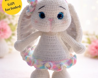Crochet Bunny Pattern PDF, Amigurumi Plushies Pattern, Stuffed Toys, plush Rabbit, Tutorial + bonus gift