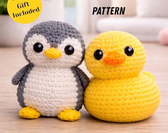 2 in 1 No Sew crochet pattern PDF | no-sew penguin amigurumi pattern | duck toys