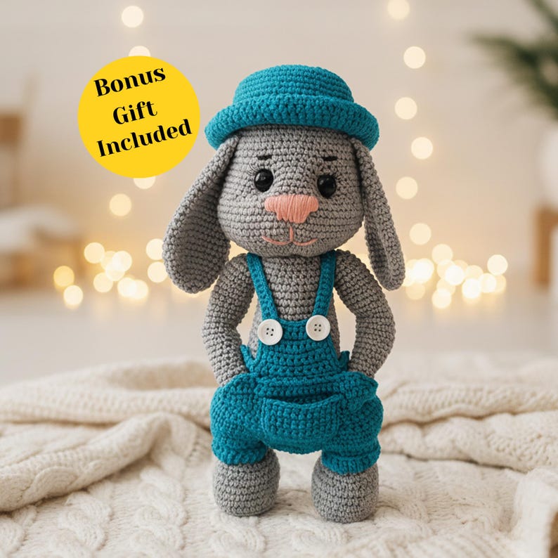 Crochet Bunny Pattern PDF, amigurumi plushie bunny Doll, animal plush toy, rabbit home decor image 2