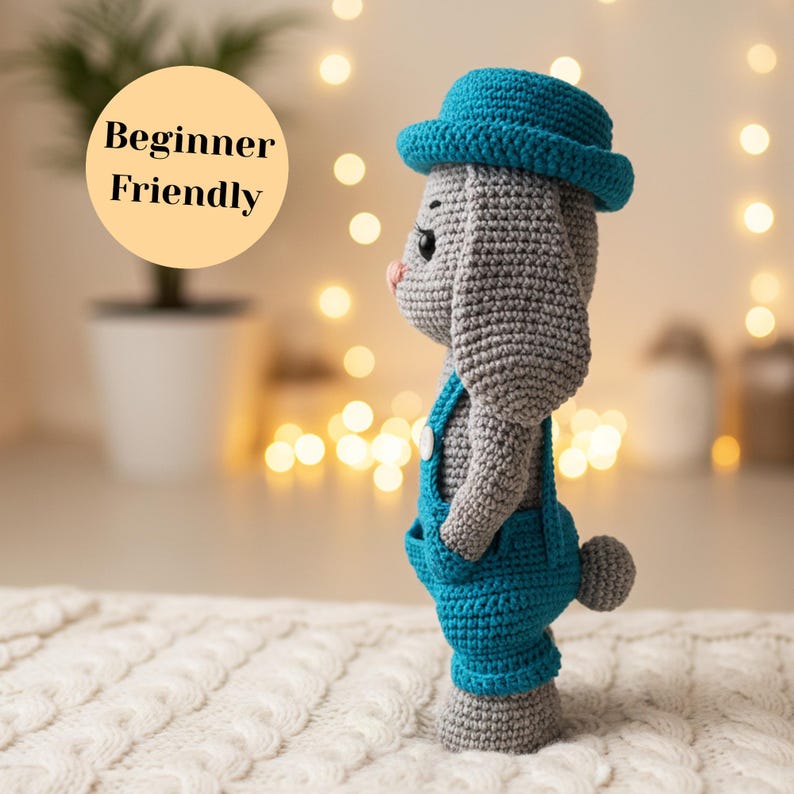 Crochet Bunny Pattern PDF, amigurumi plushie bunny Doll, animal plush toy, rabbit home decor image 6