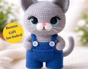 Crochet Cat Pattern PDF | Amigurumi Cat Plushie patterns | stuffed animal toys | handmade pet gift