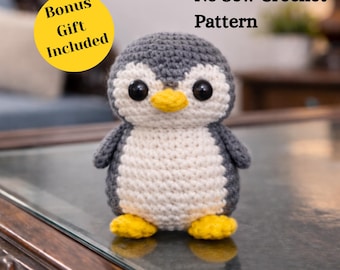 No Sew Crochet Penguin Pattern PDF | amigurumi plushies patterns | plush toy gift | no-sew amigurumi