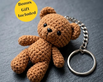 Crochet Teddy Bear Keychain Pattern PDF | amigurumi plushies toys | stuffed animals toy| keychain holder