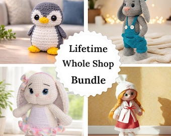 Crochet Pattern Bundle PDF, All Current & Future Patterns, Lifetime Access, amigurumi plushie toys, gifts