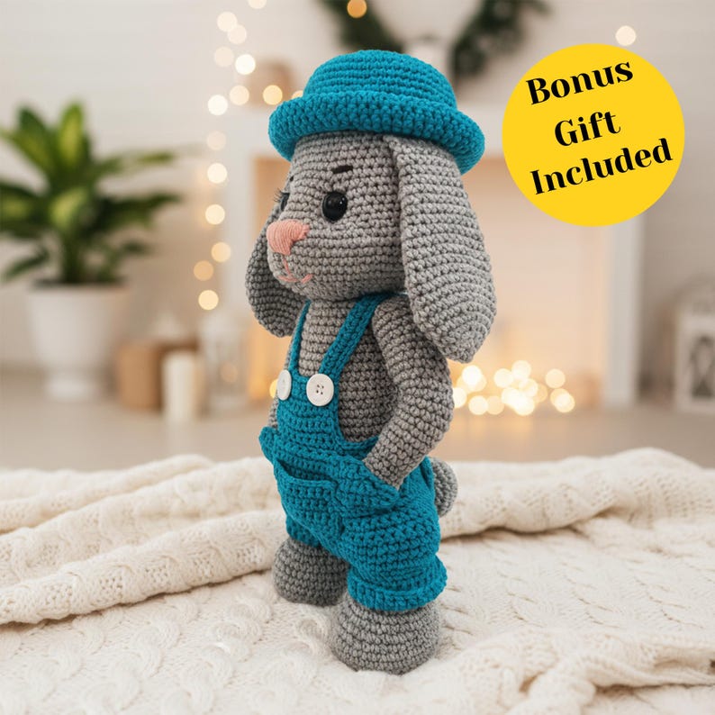 Crochet Bunny Pattern PDF, amigurumi plushie bunny Doll, animal plush toy, rabbit home decor image 5