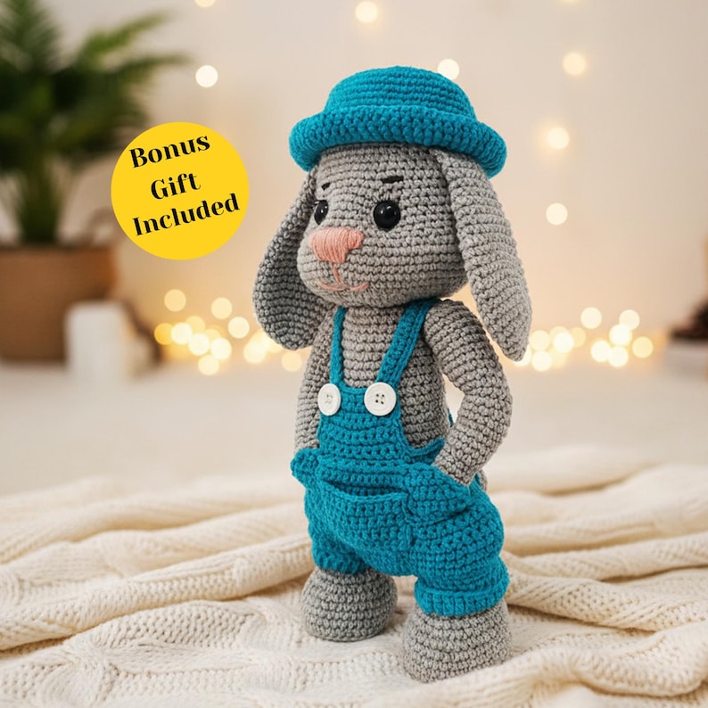 Crochet Bunny Pattern PDF, amigurumi plushie bunny Doll, animal plush toy, rabbit home decor image 1