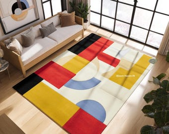Bauhaus Color Block Wool Rug | Hand-Tufted Geometric Carpet