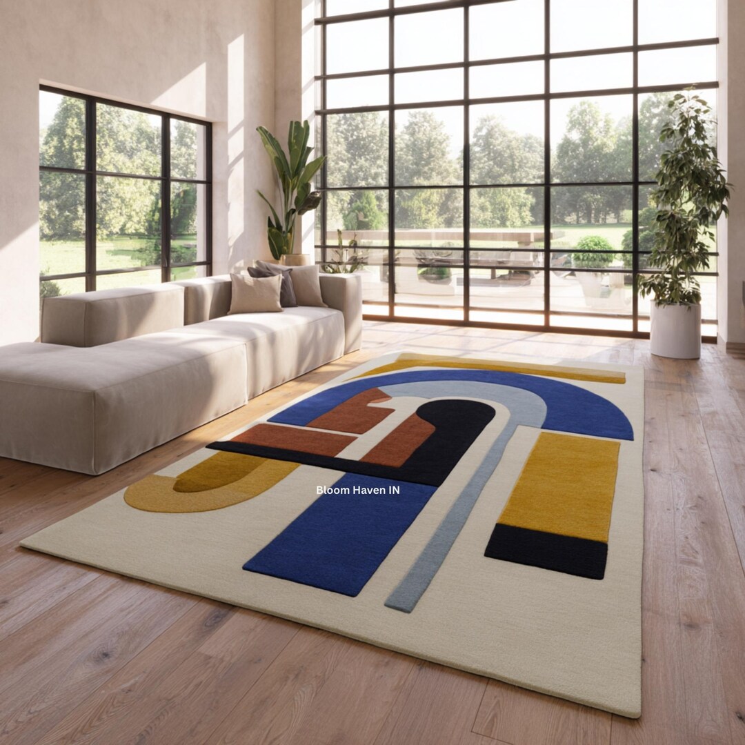 5x8 Rectangular Rug 5x8 Feet Rectangle Modern Arch Geometric Area Rug for Living Room ...