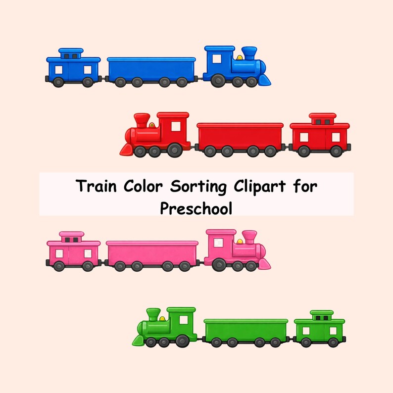 Train Color Matching Train Color Sorting Clipart for Preschool and Kindergarten ...