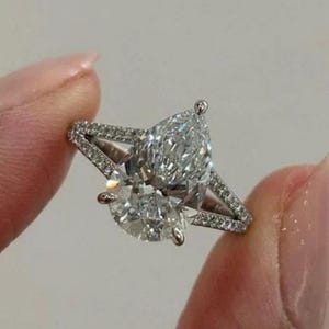 3.20 CT Birne Verlobungsring Aus 14K / 18K Gelbgold, Birnenschliff Verlobungsring, Moissanite Birnenschliffring, Verlobungsring