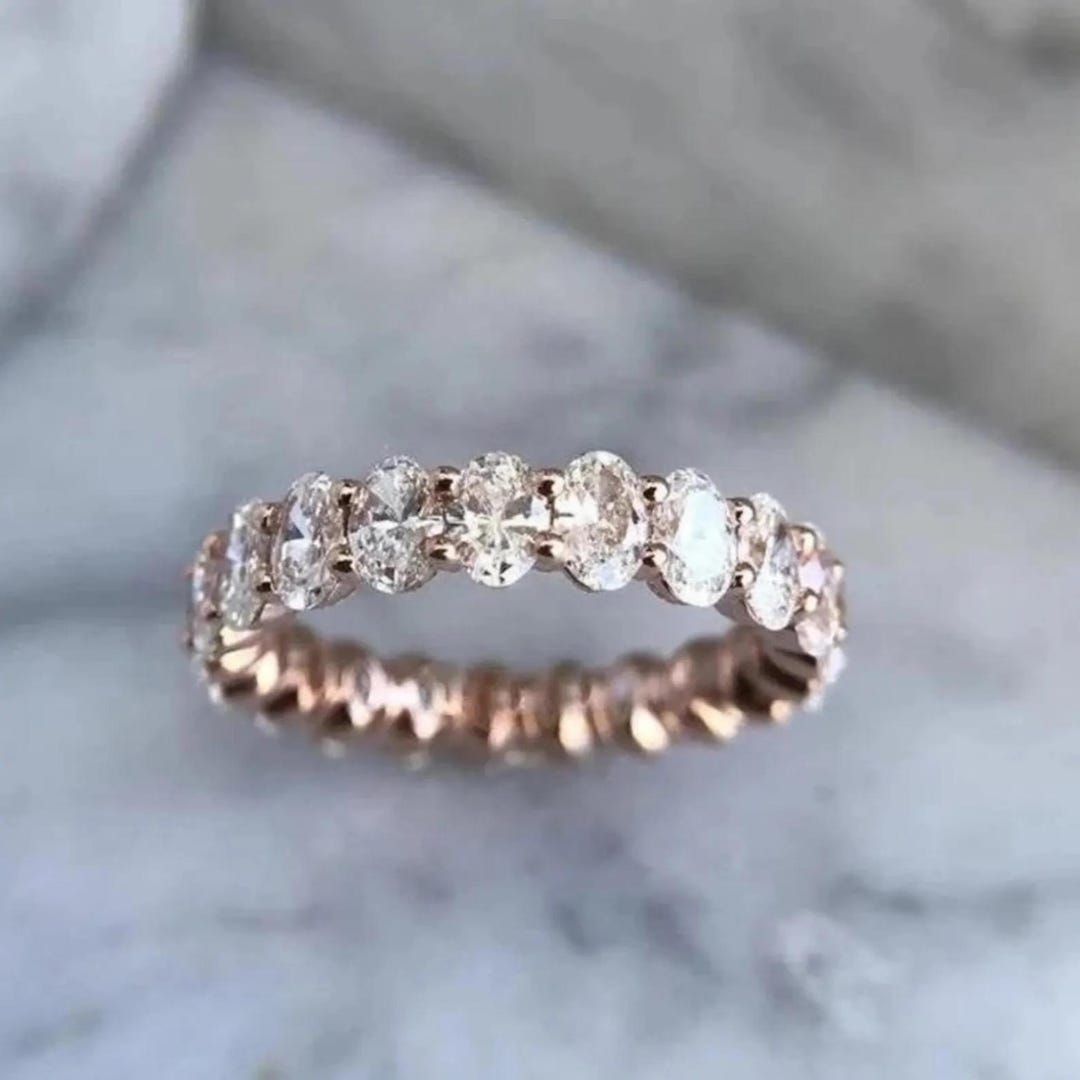 Oval Cut Moissanite Wedding Band Yellow Gold Wedding Band Vintage ...